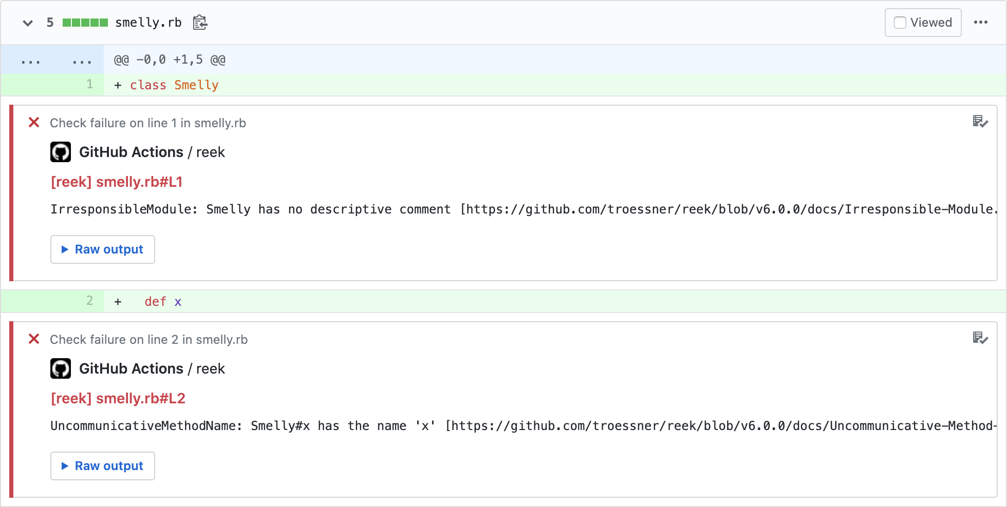 Example comment made by the action, with github-pr-check