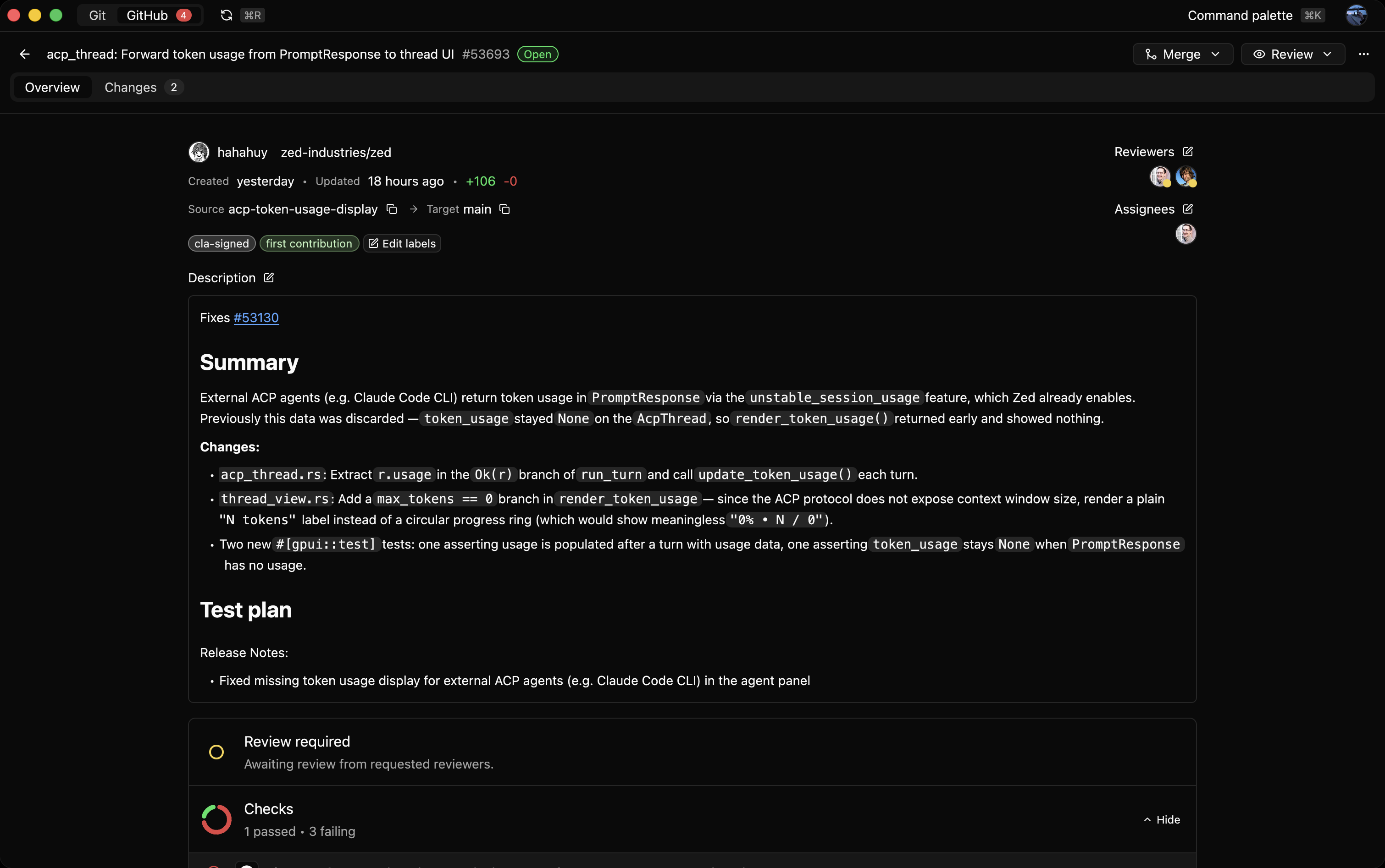 Reviu pull request conversation with review threads