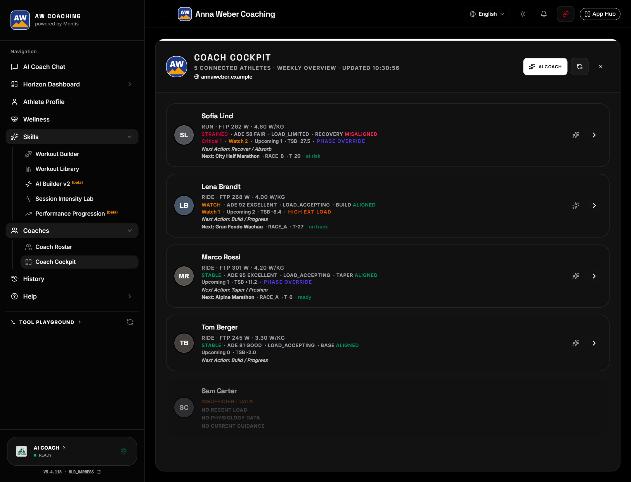 The Montis App with the black & white theme