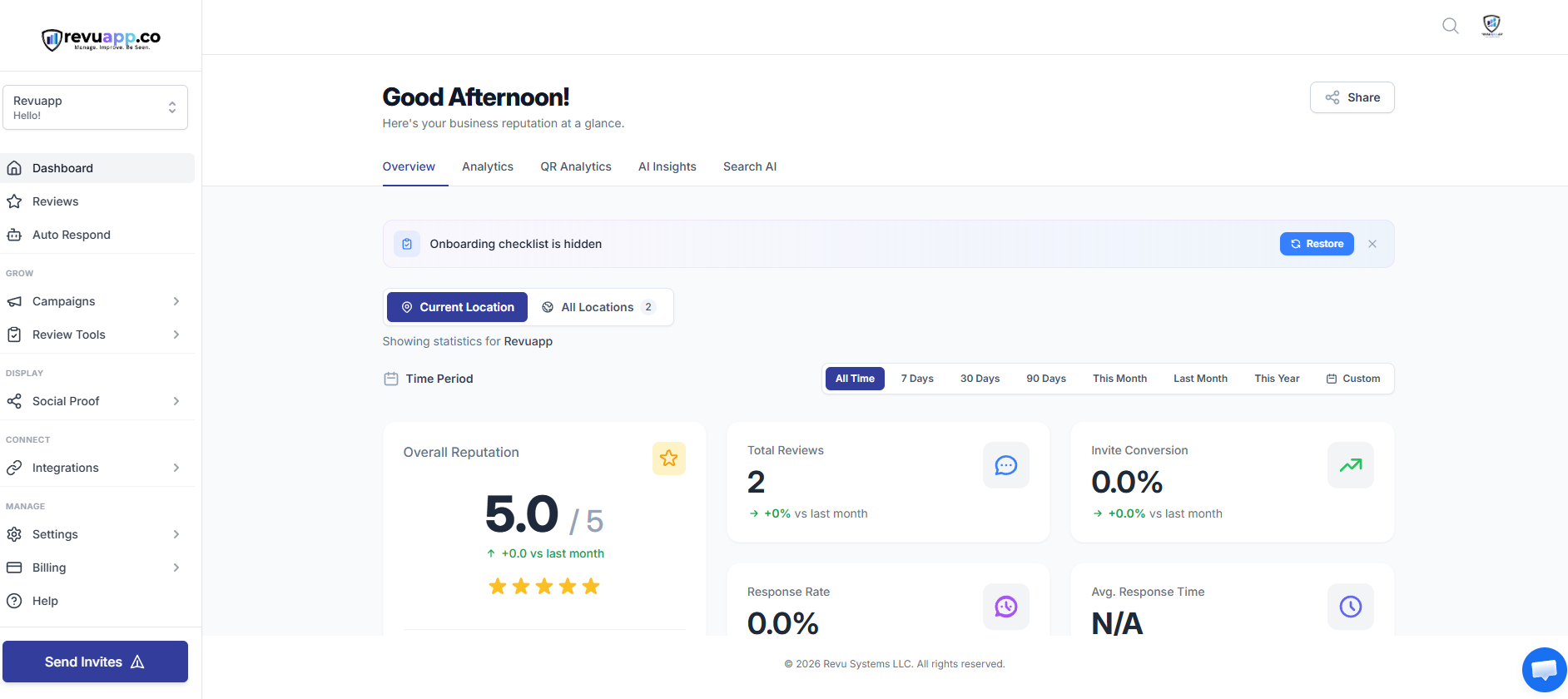 RevuApp dashboard
