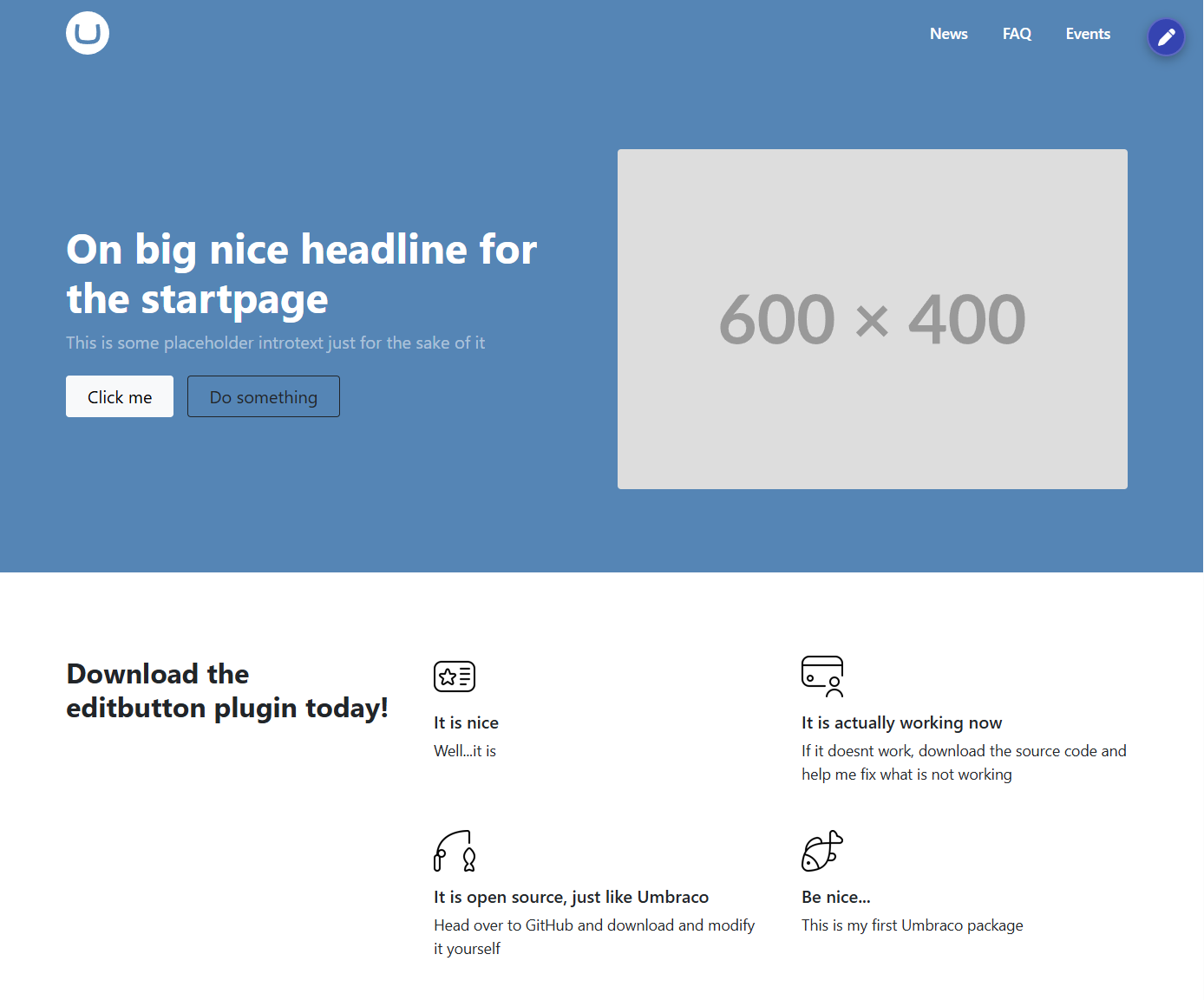 Edit link button on the front-end
