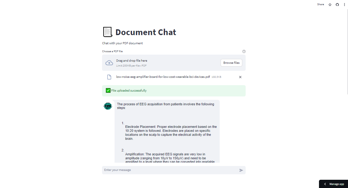 Document Chat App Example Screenshot