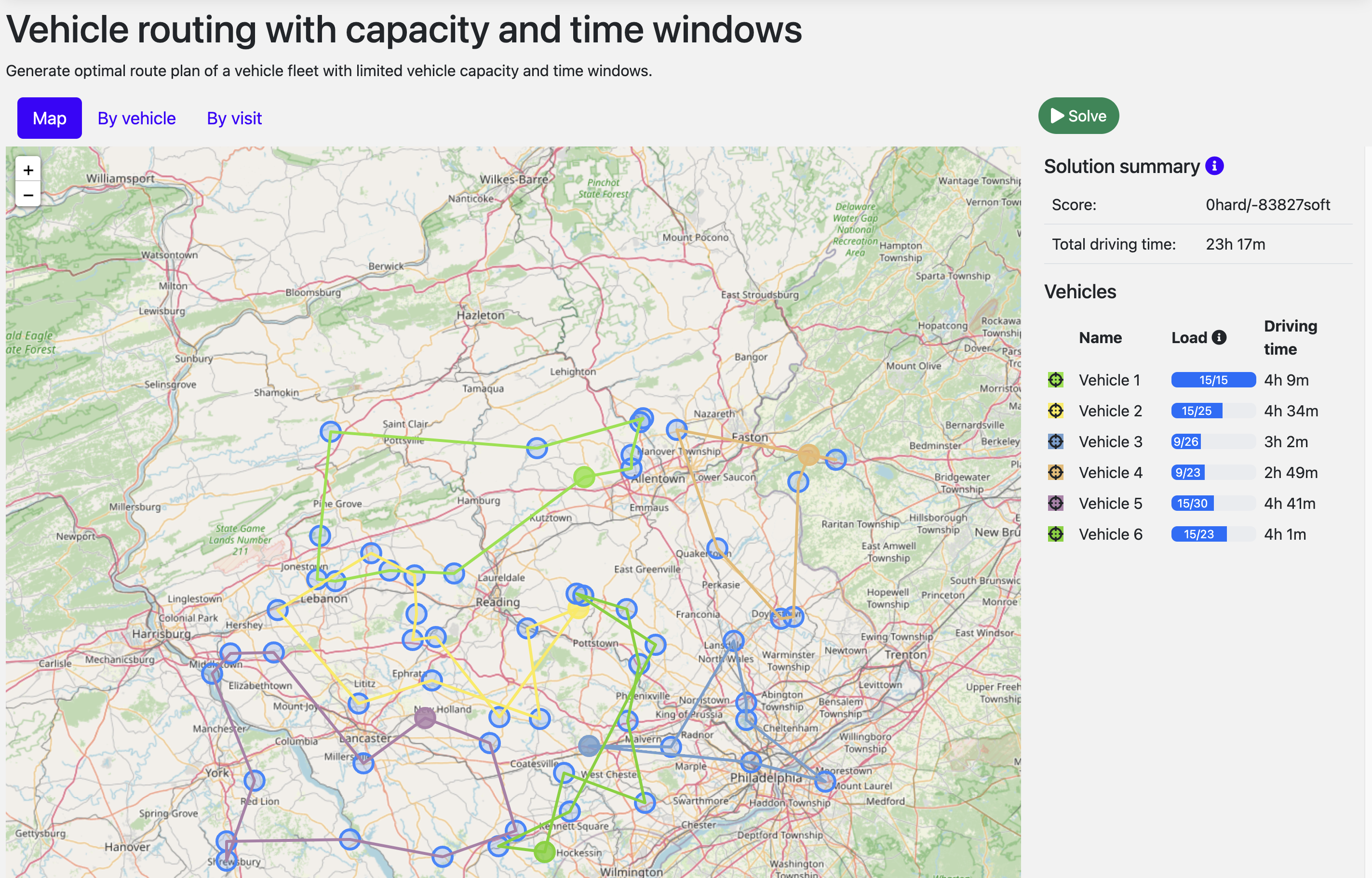 quarkus vehicle routing screenshot