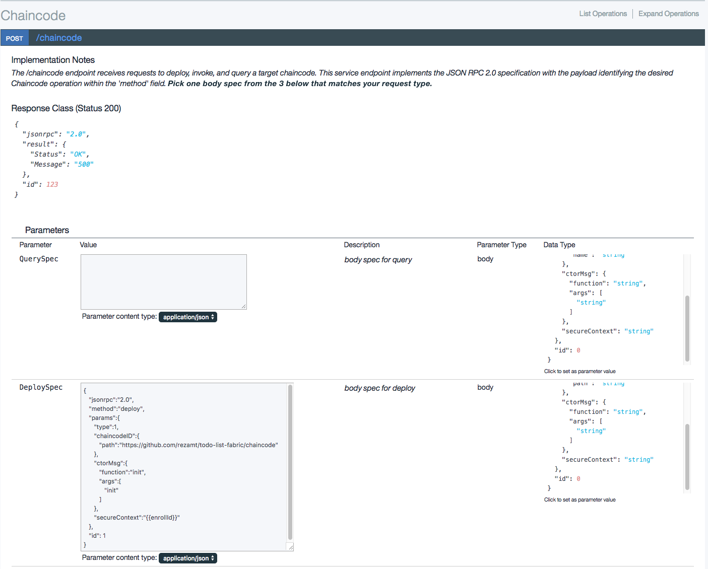 Deploying chaincode using the IBM Blockchain console.