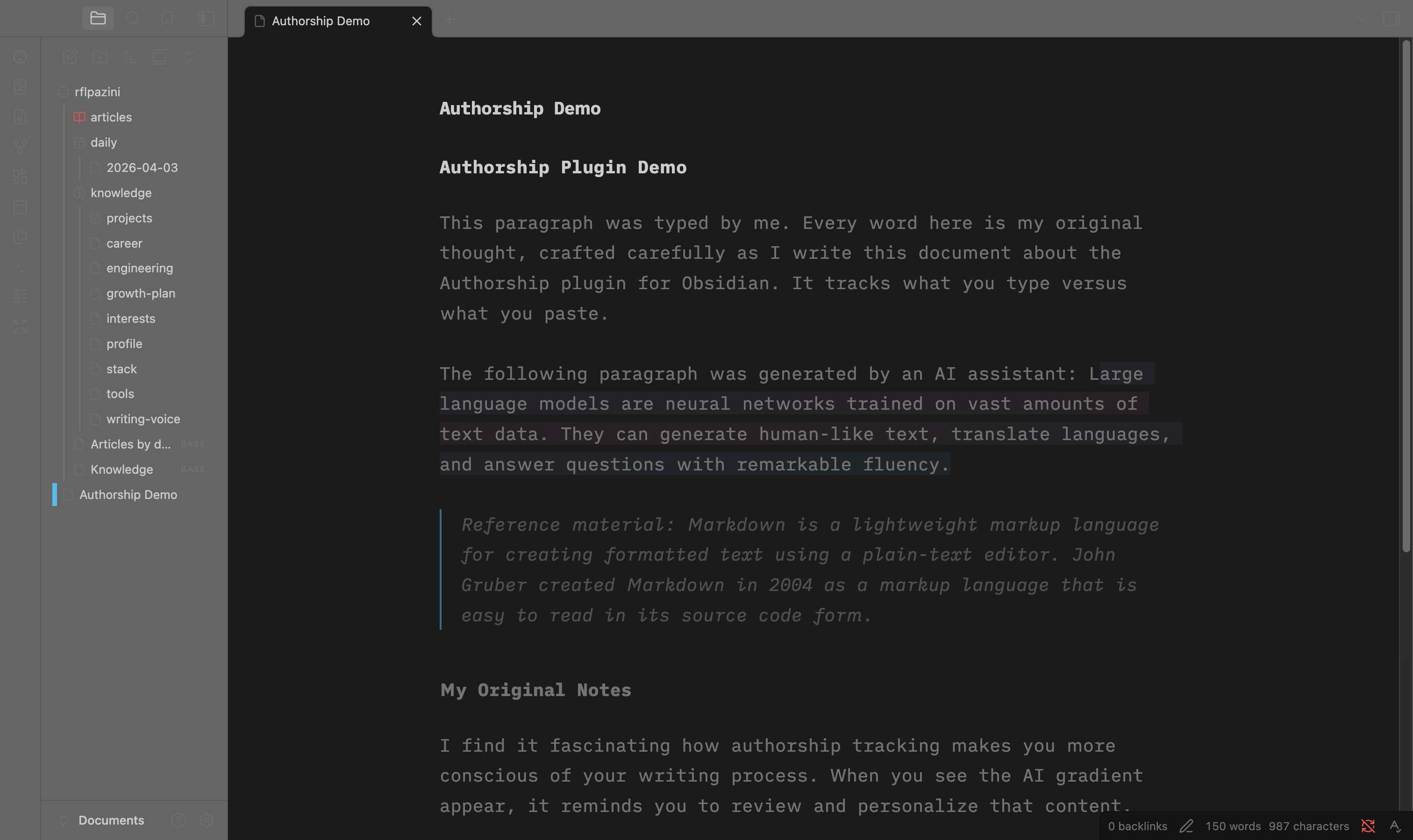 Authorship Demo