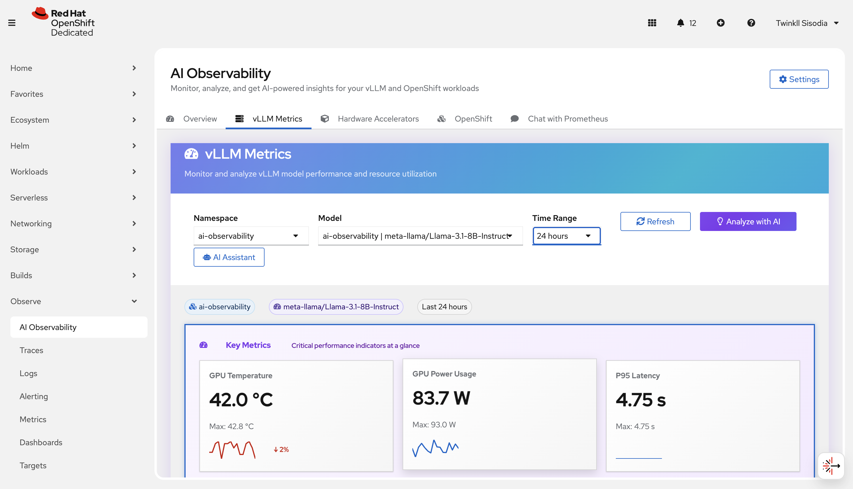 vLLM Metrics page