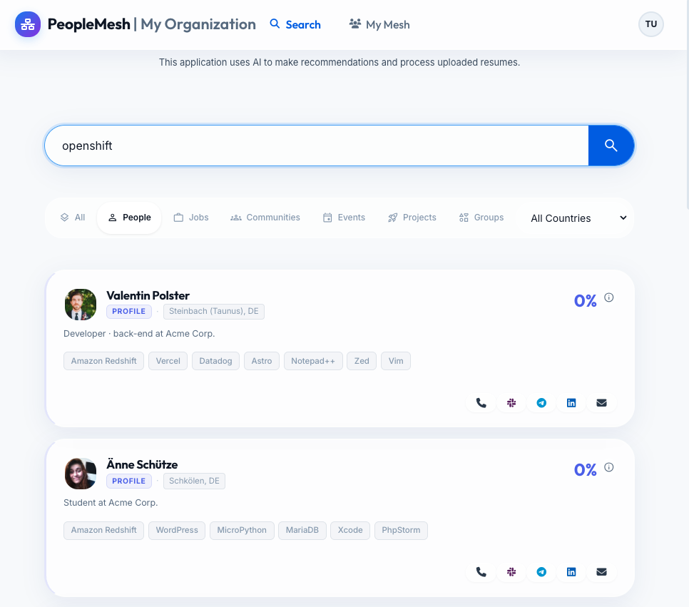 Peoplemesh Screenshot