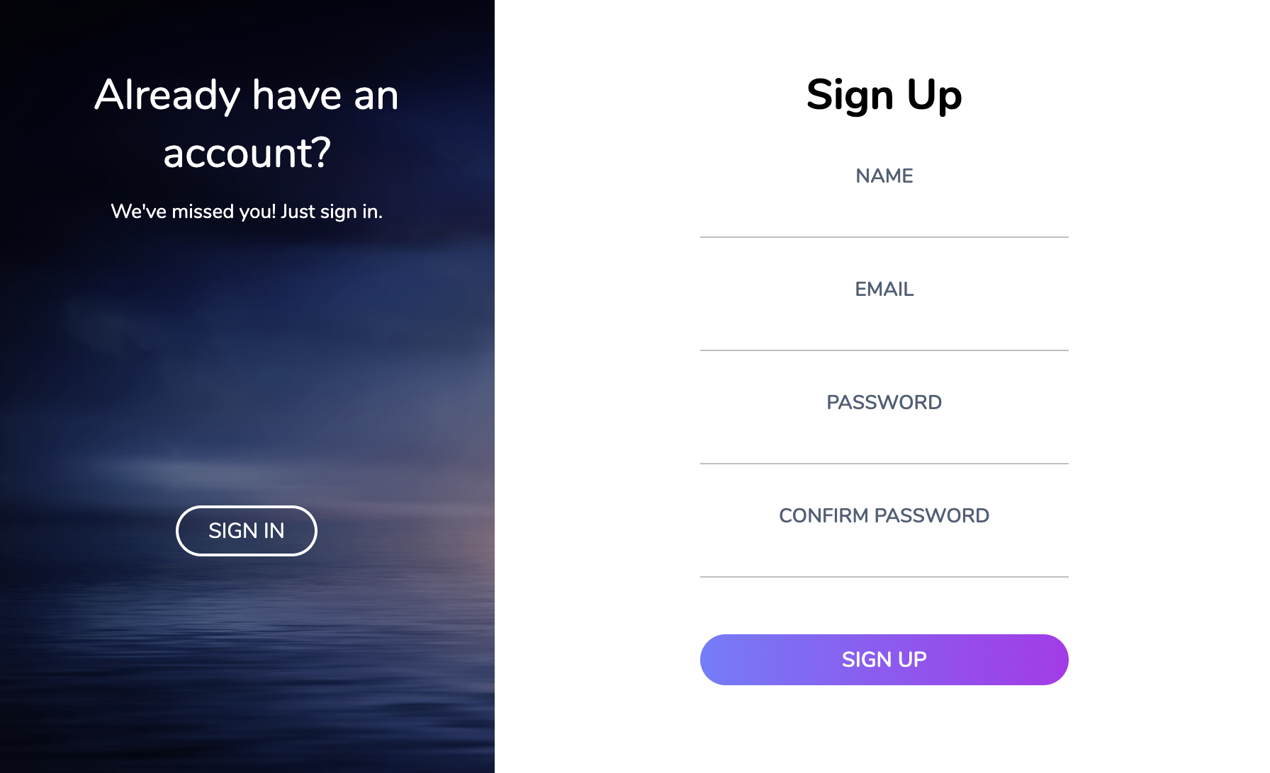 Sign Up Page Preview