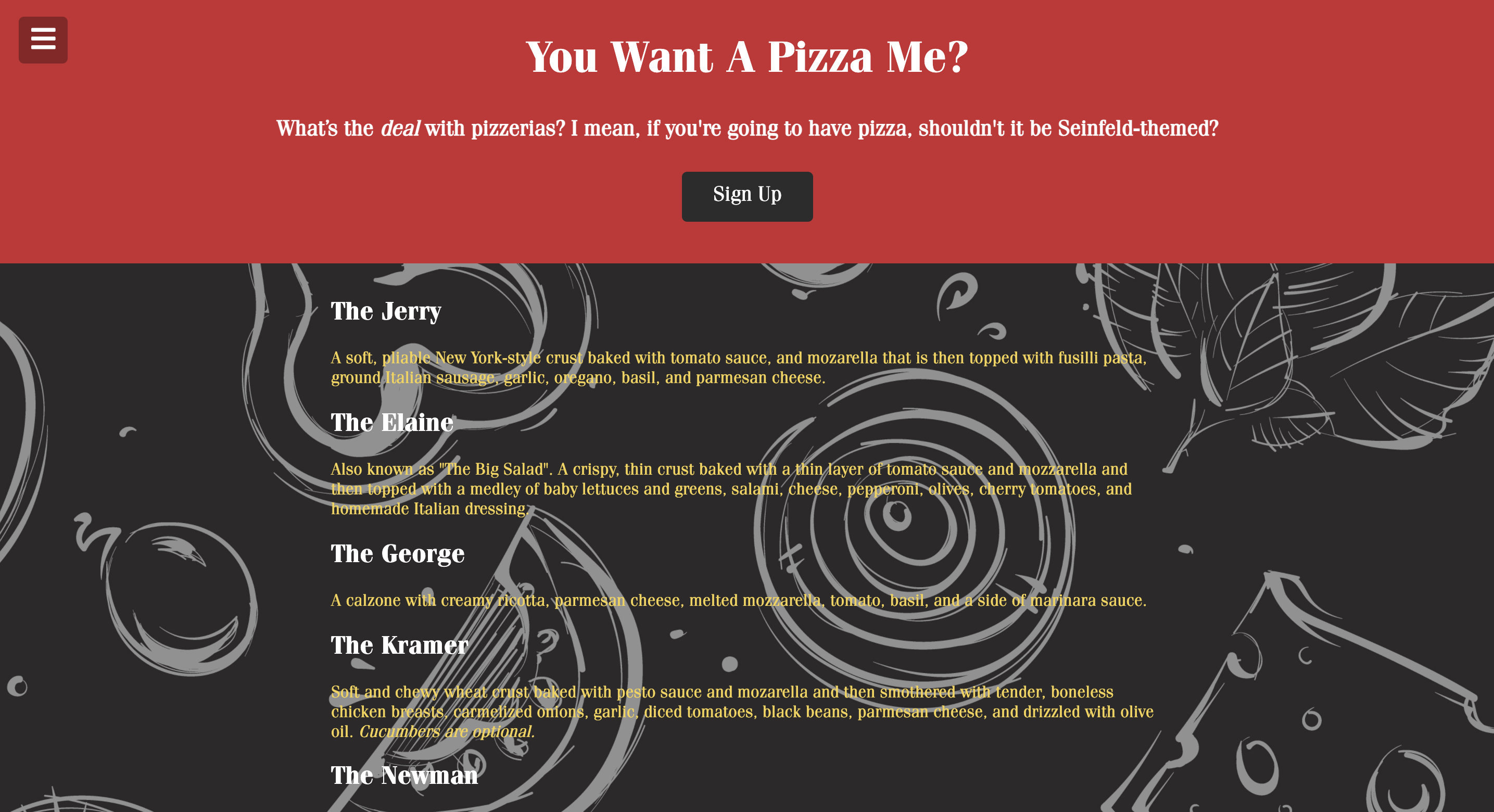 You Want A Pizza Me? Landing Page