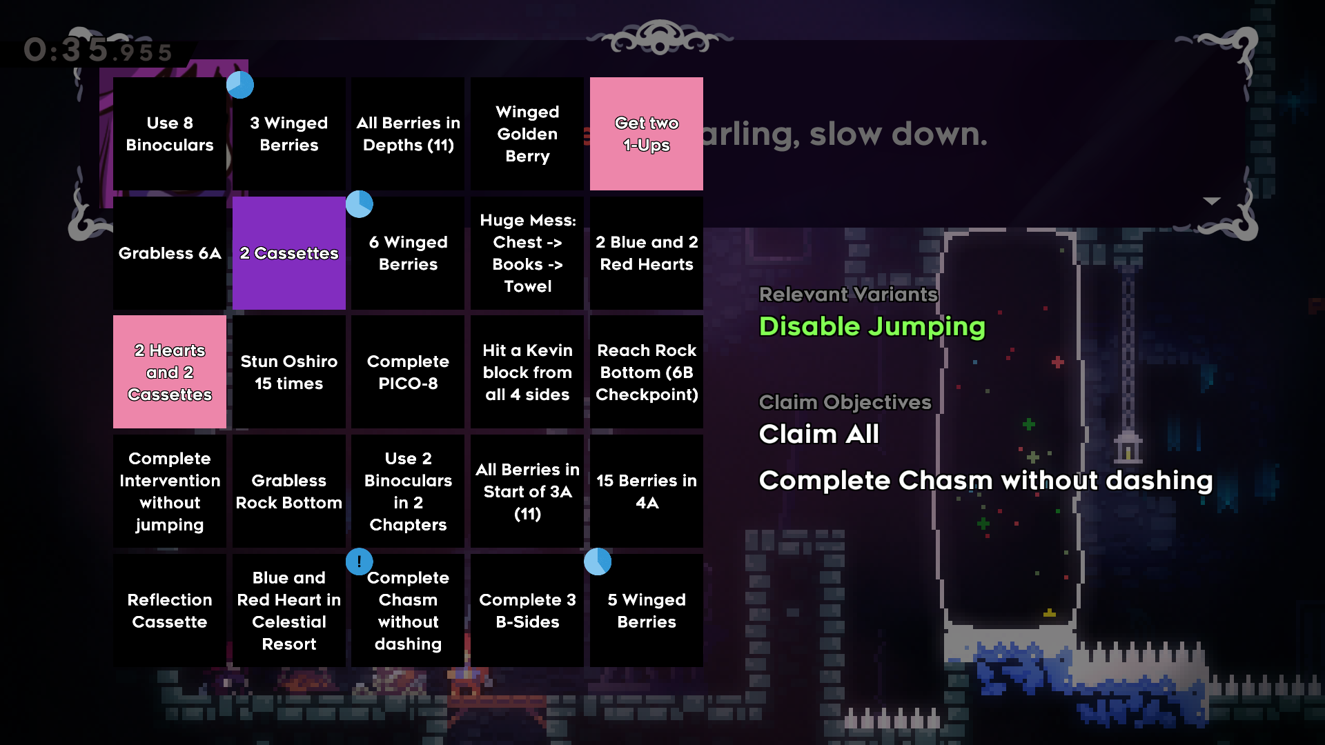 in-game screenshot of the bingo menu