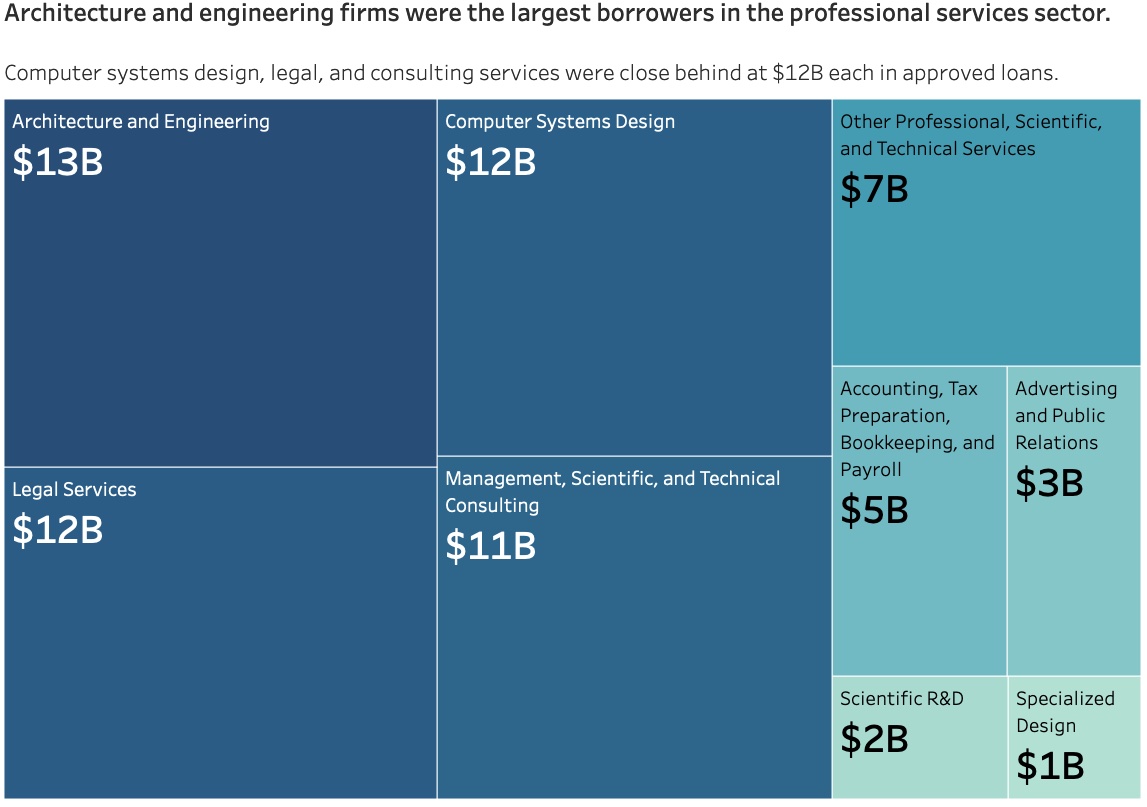 "Architecture and engineering firms were the largest borrowers in the professional services sector."