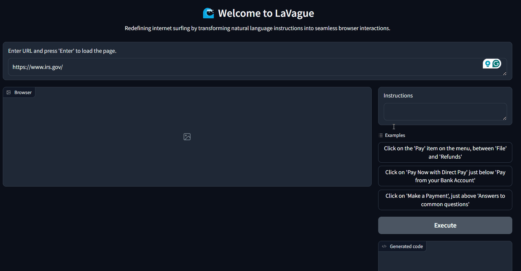 LaVague Workflow Example