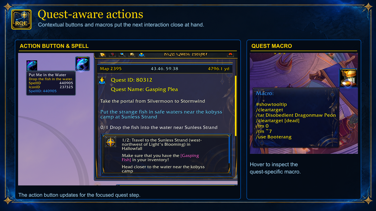 RQE quest-aware action button and macro examples