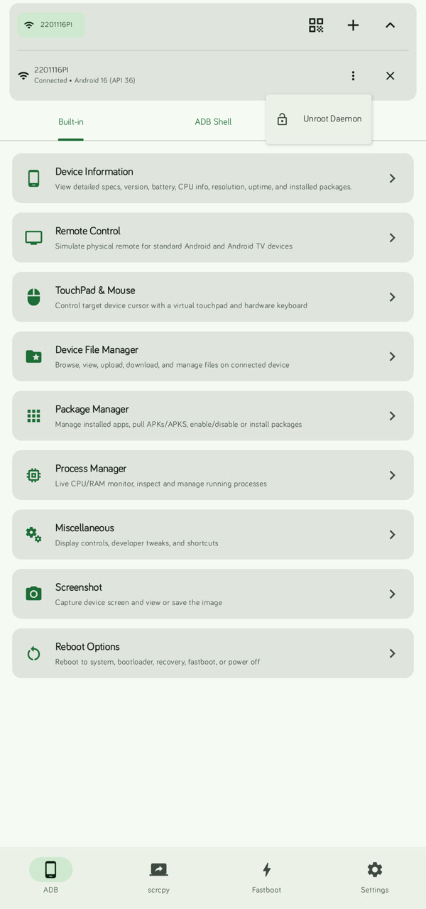 ADB Daemon Controls