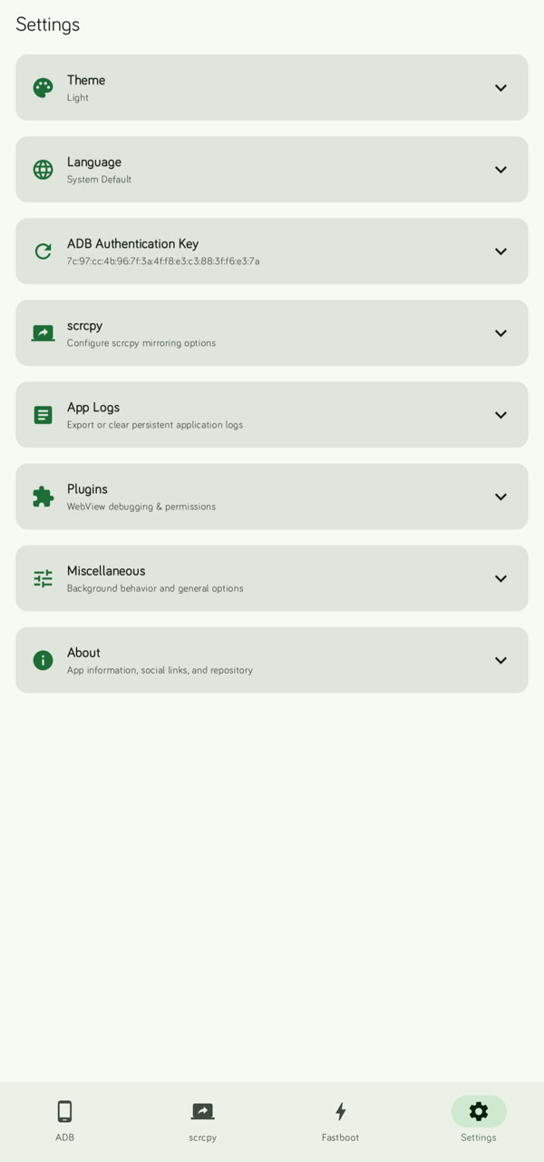 App Settings