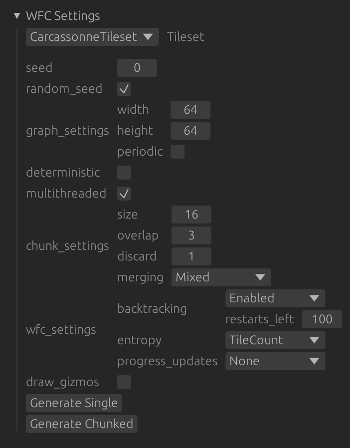 Screenshot show options in the UI