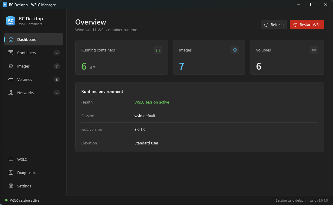 RC Desktop dashboard