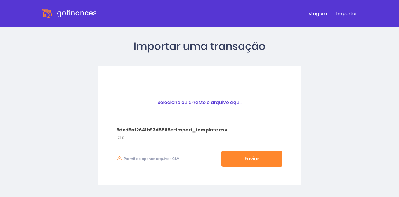 Upload de Arquivo CSV com Transações 