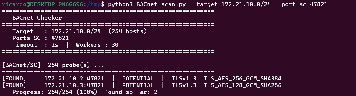 BACnet/SC scan