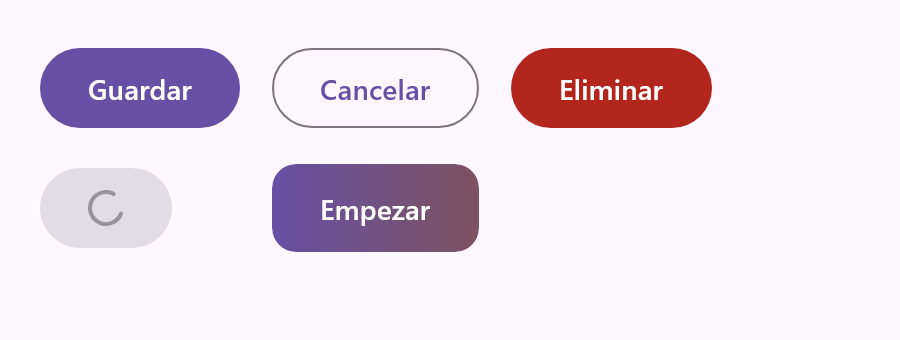 LoadingButton, SecondaryButton y GradientButton