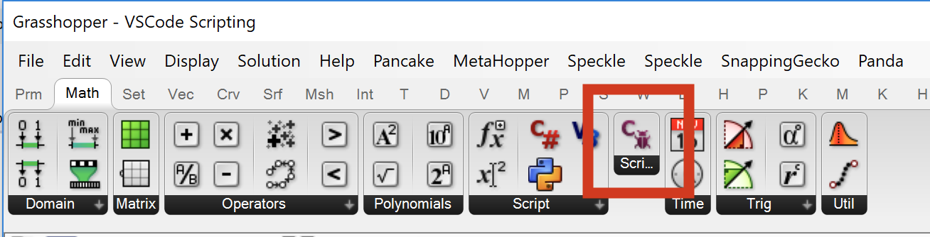 GH Math Toolbar with Scripting Parasite installed