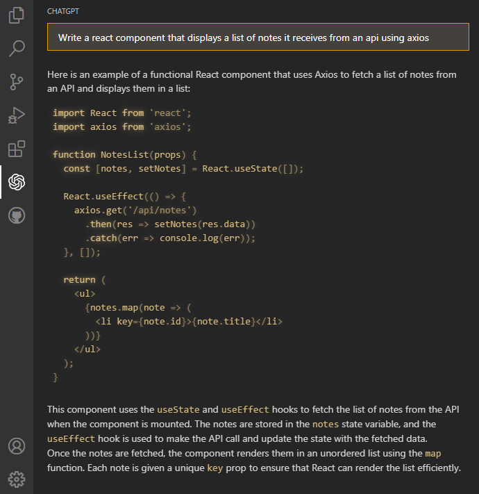 Writing new code using chatGPT