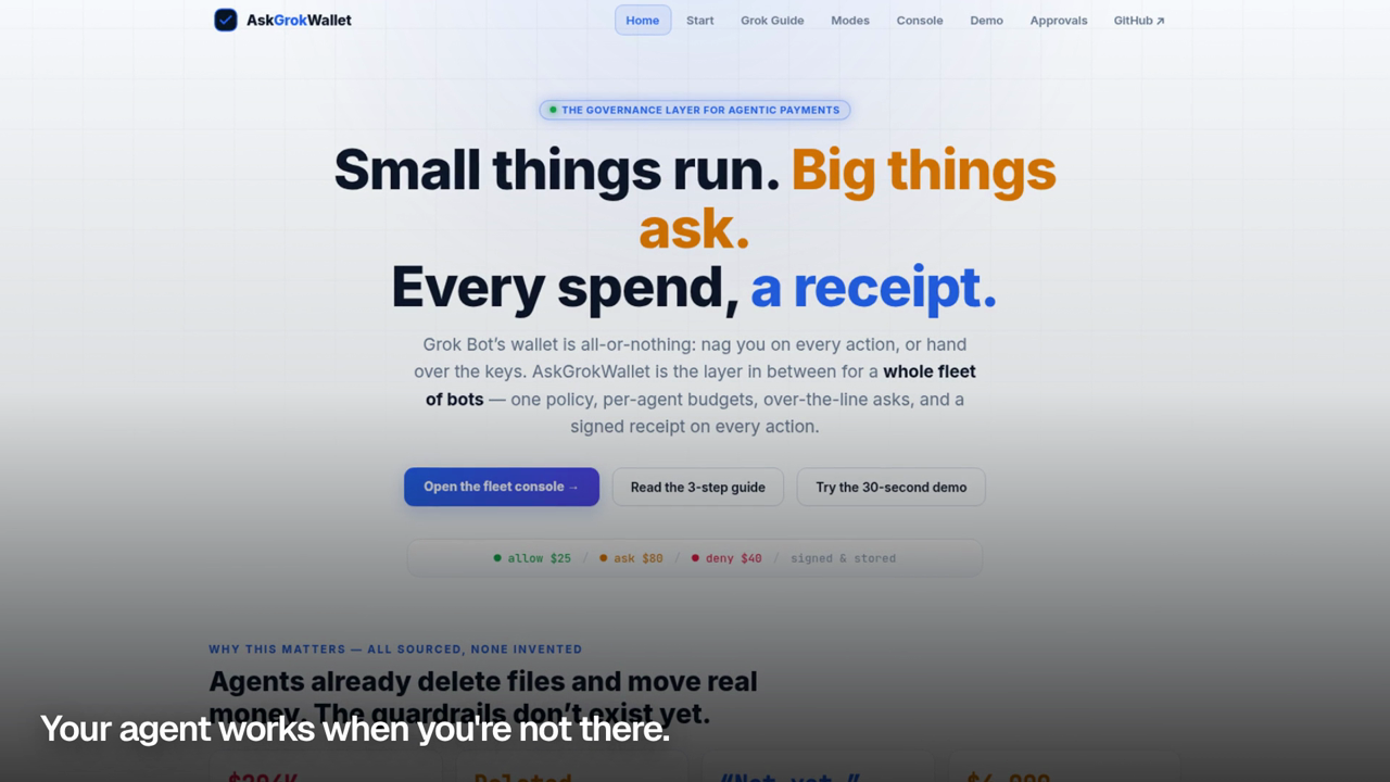 AskGrokWallet — the 30-second product walkthrough