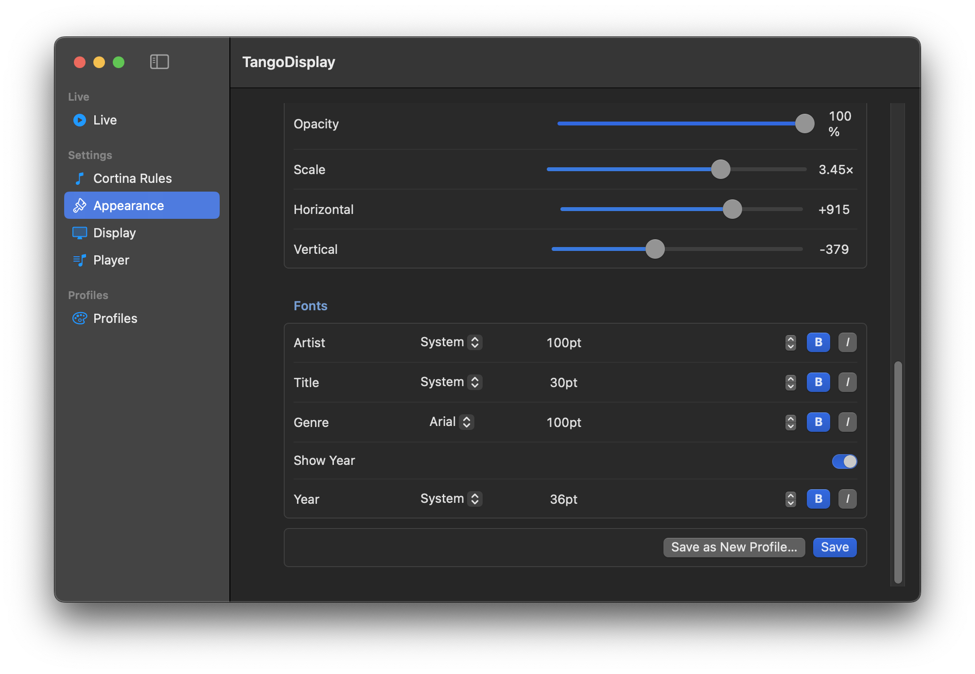 Appearance — background image and fonts