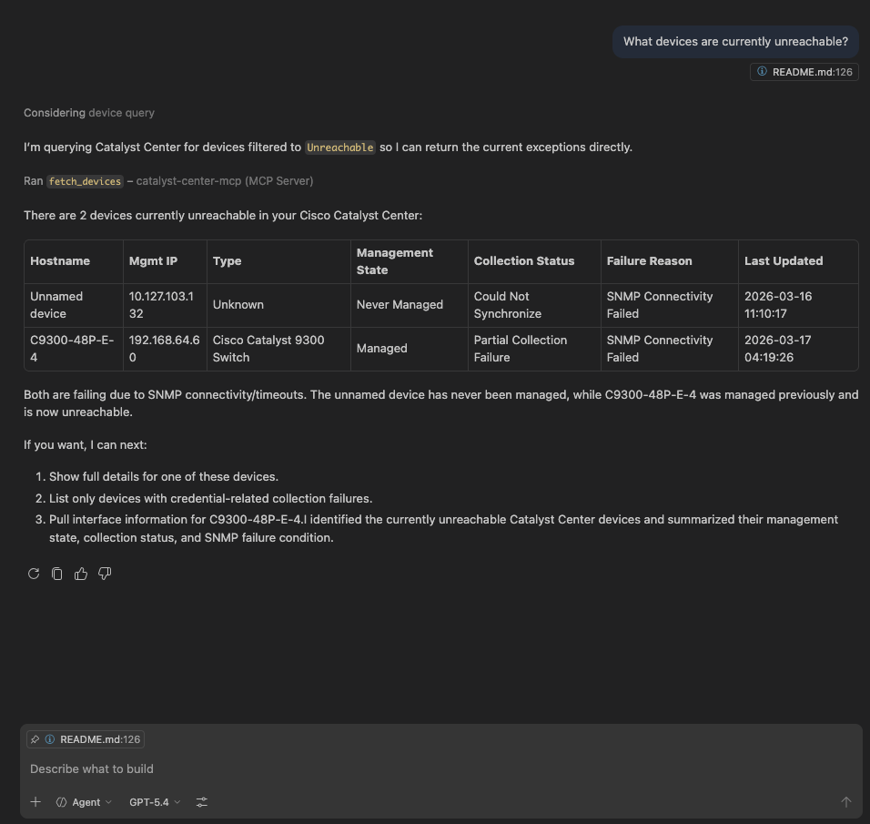 VSCode with Catalyst Center MCP