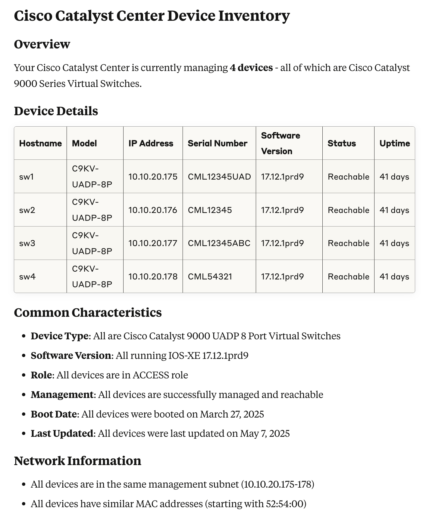 Claude Desktop with Catalyst Center MCP