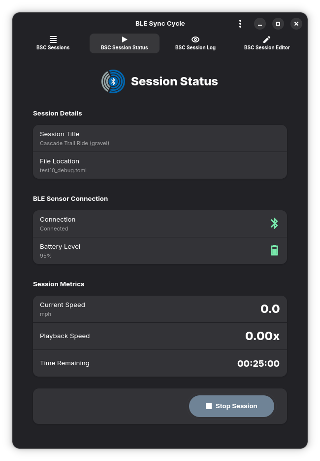 Screenshot showing cycling trainer