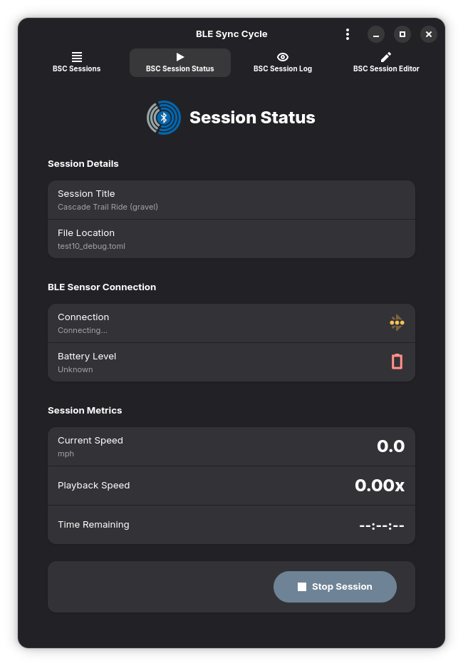 Screenshot showing cycling trainer