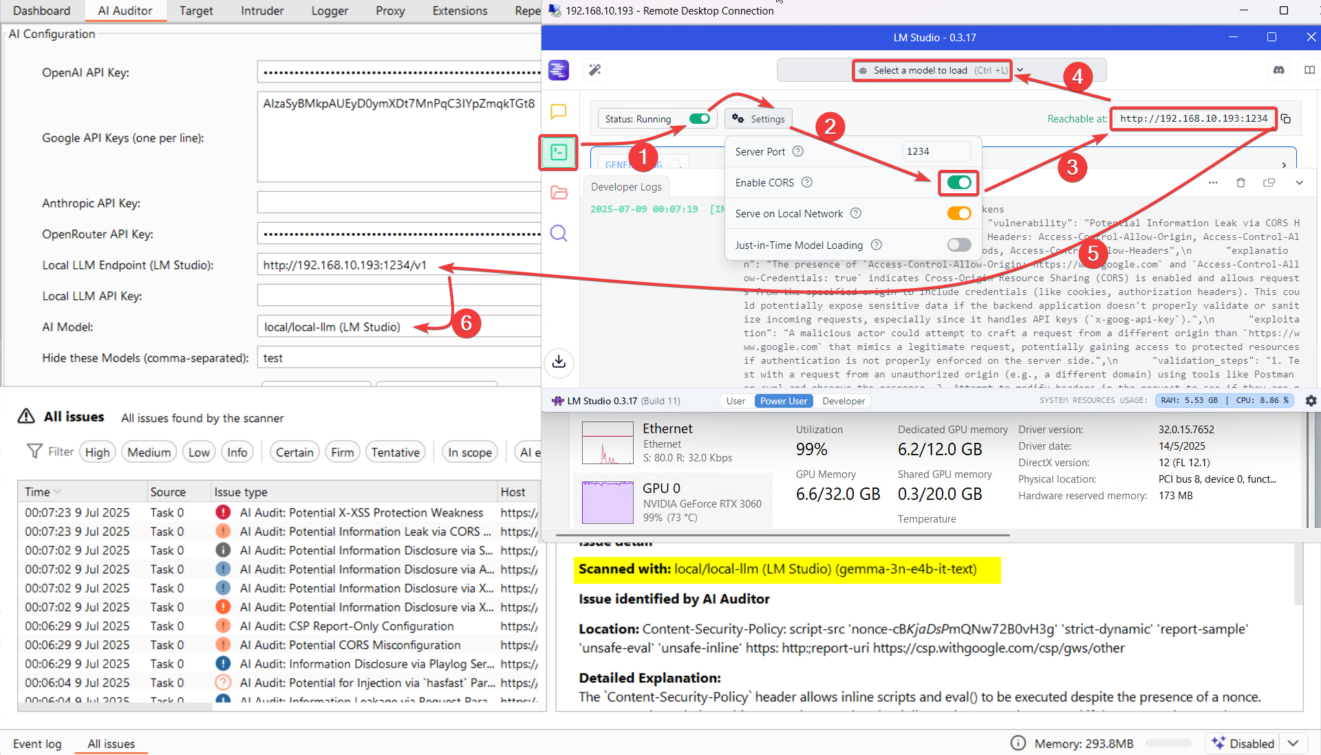 Selecting LM Studio model in AI Auditor