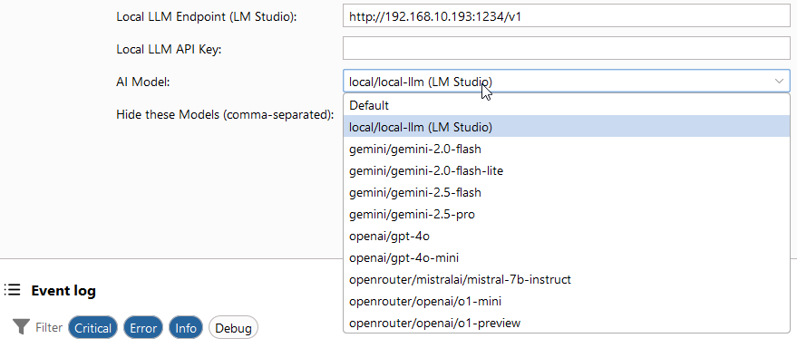 Default model list