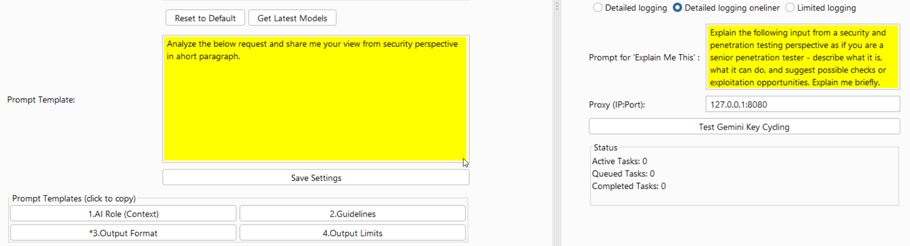 Prompt template input