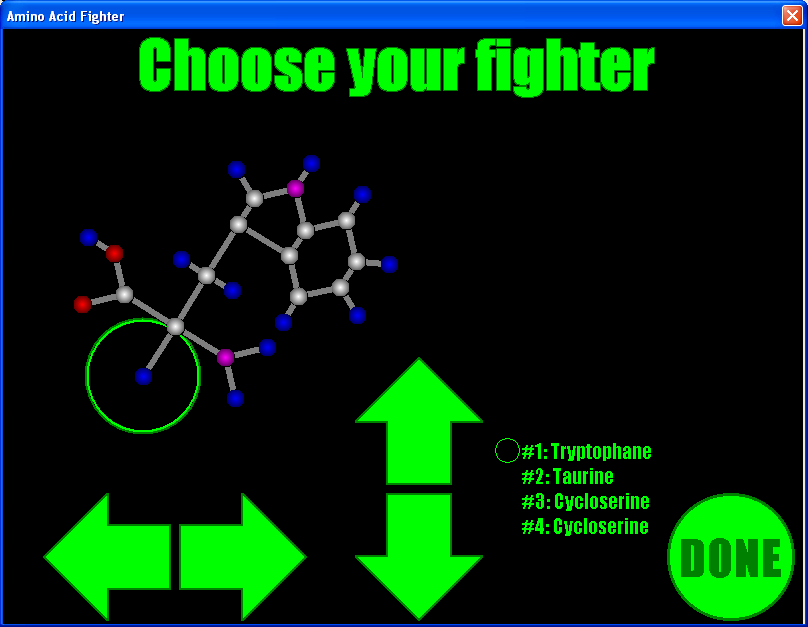 Amino Acid Fighter Menu