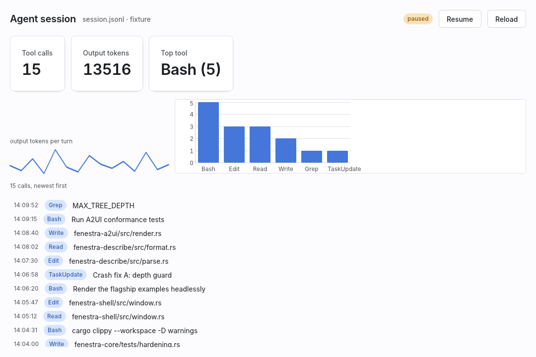 agent-session dashboard, light theme