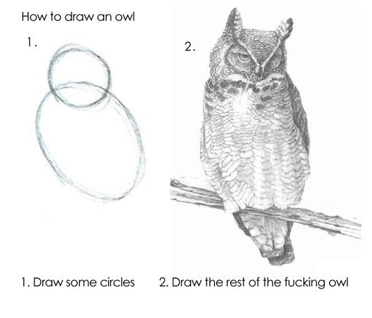 how to draw an owl