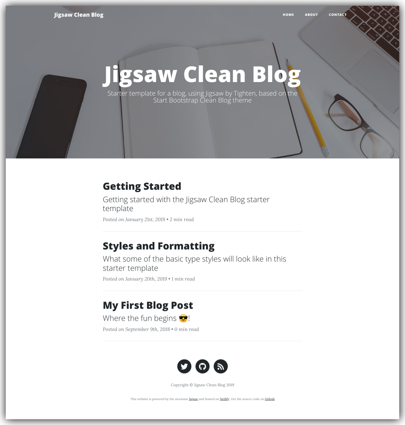 Jigsaw Clean Blog Screenshot