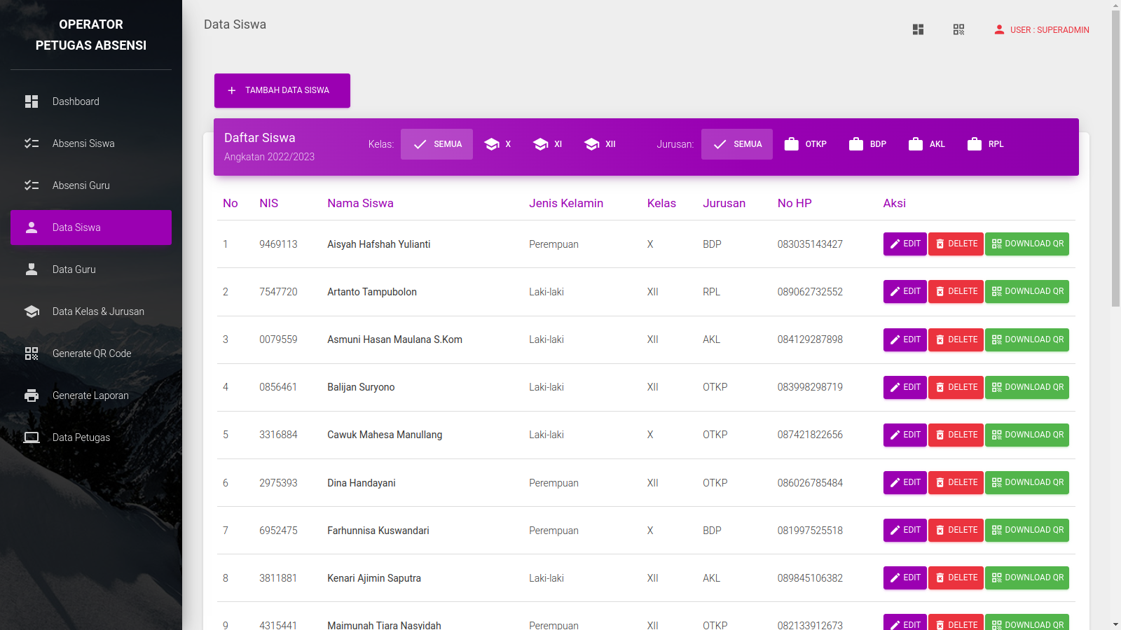 CRUD Data Siswa