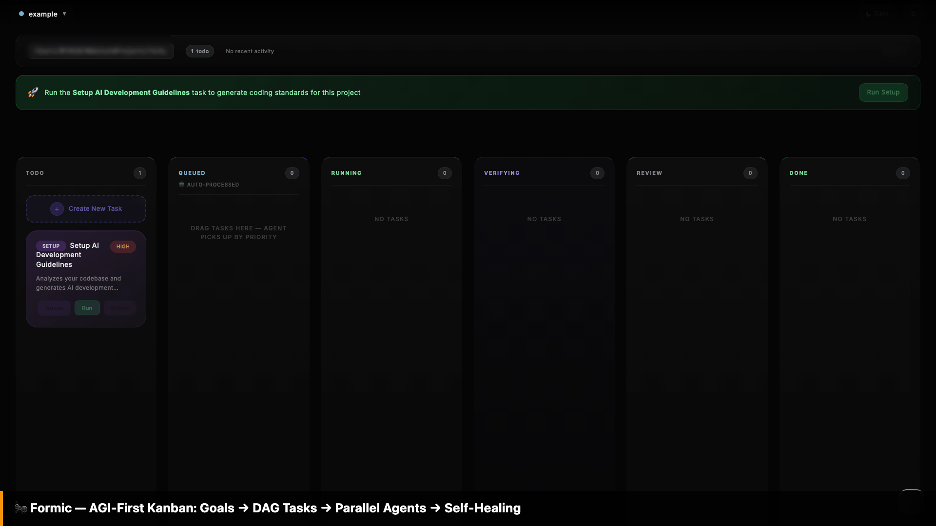 Formic demo: goal creation, DAG decomposition, parallel execution, self-healing
