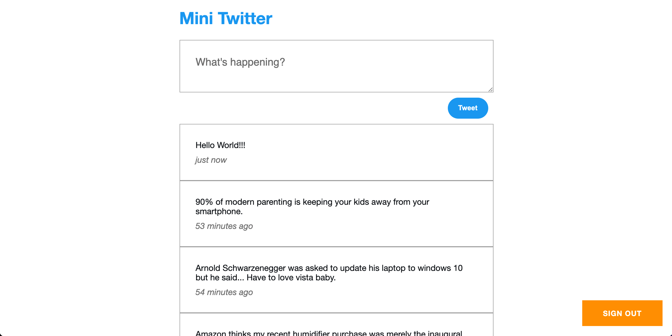 Mini Twitter example