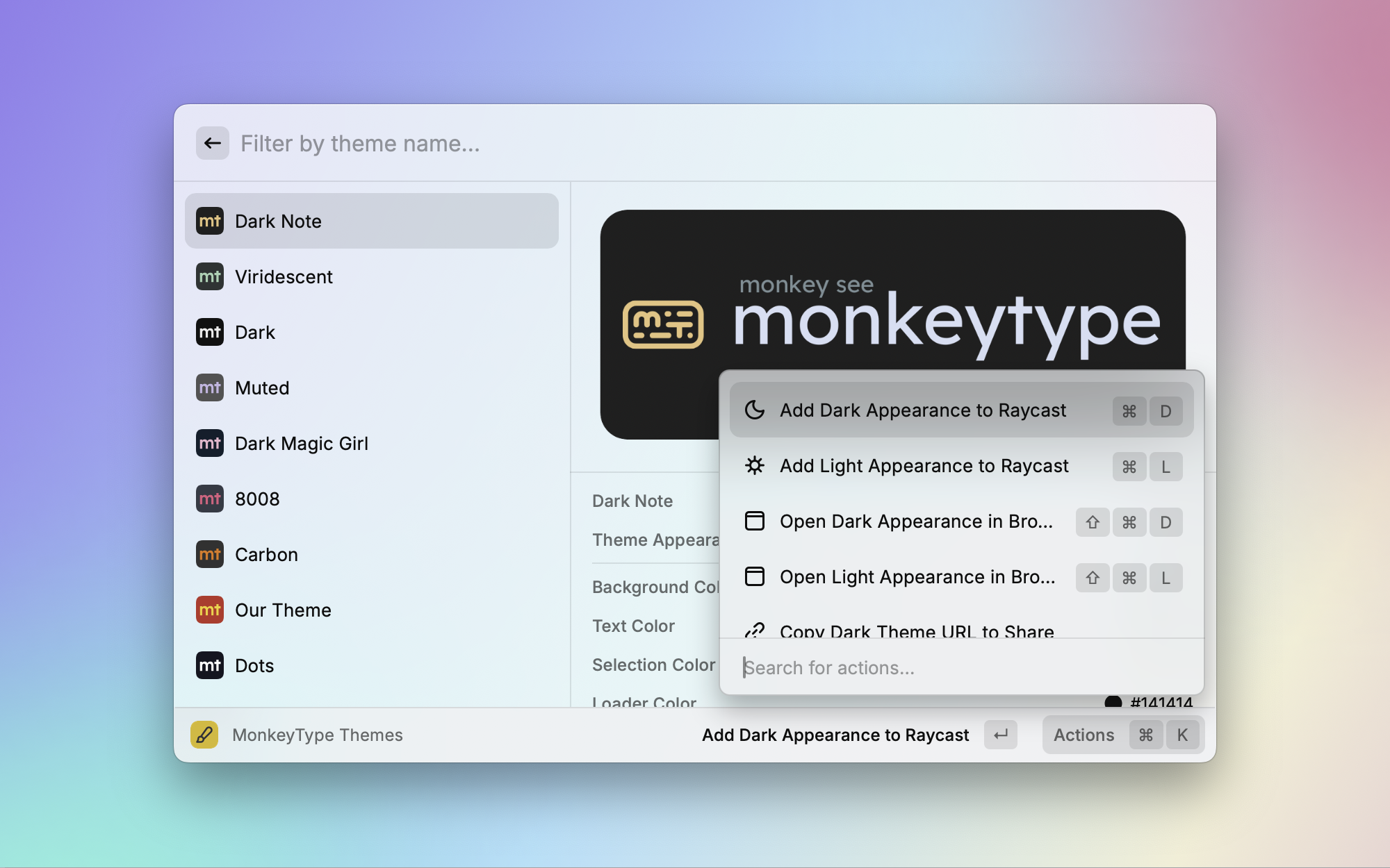 Raycast MonkeyType Theme Screenshot