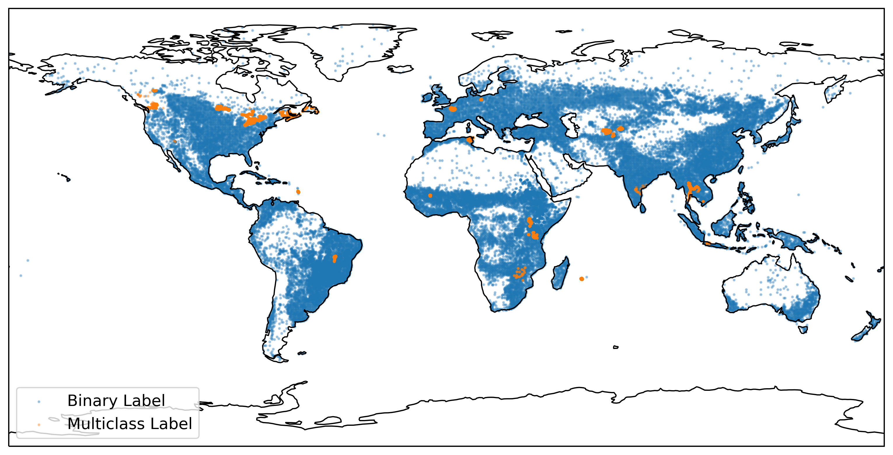 Spatial distribution of labels