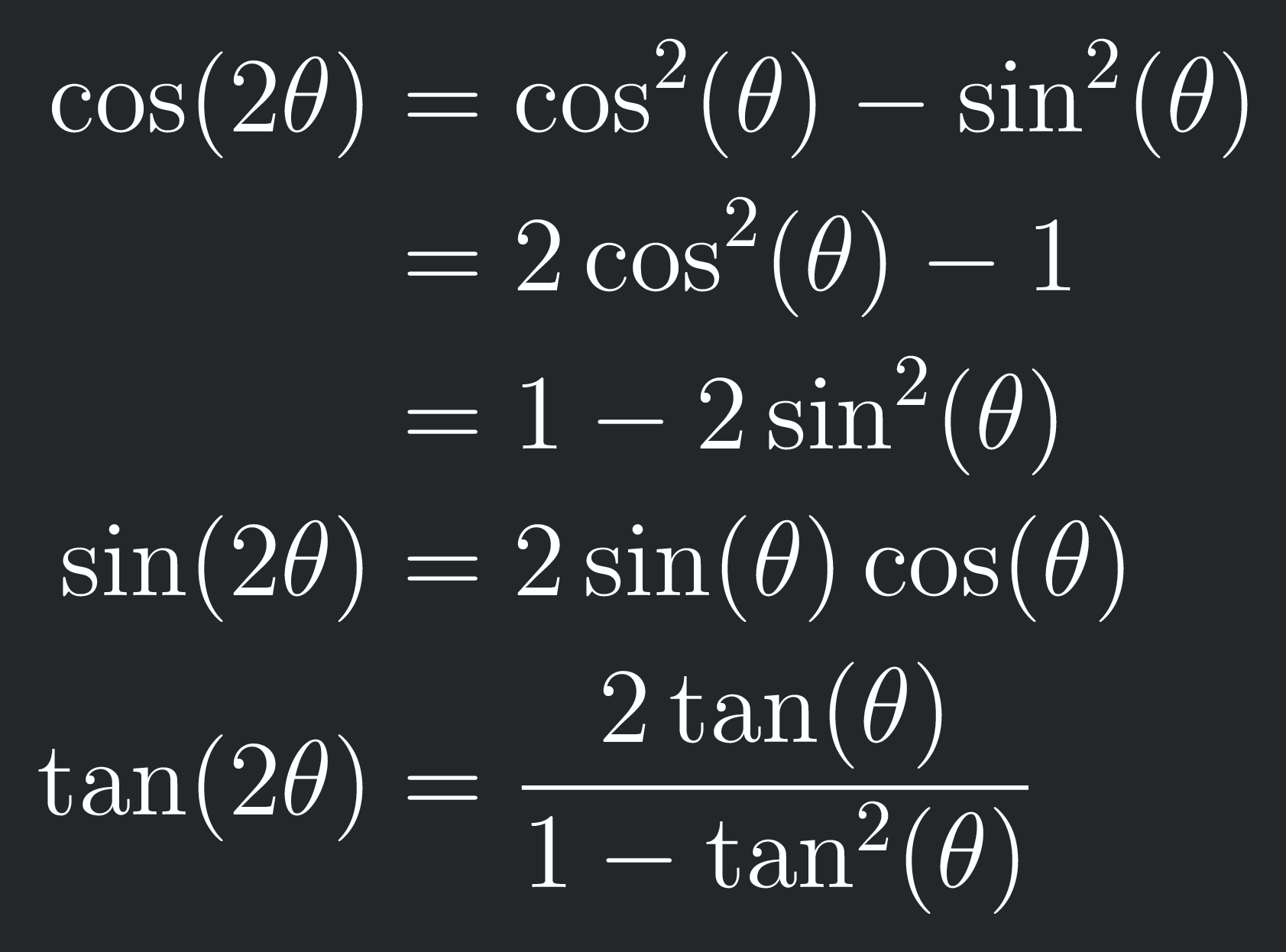 trig double angle identities