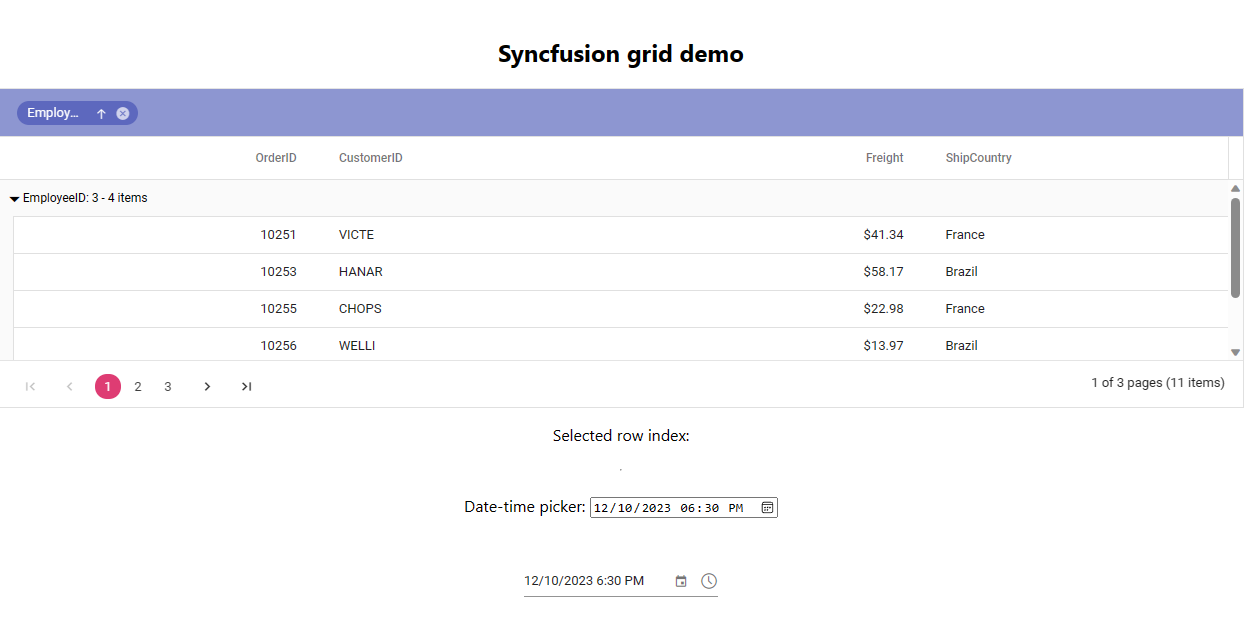 Syncfusion components demo