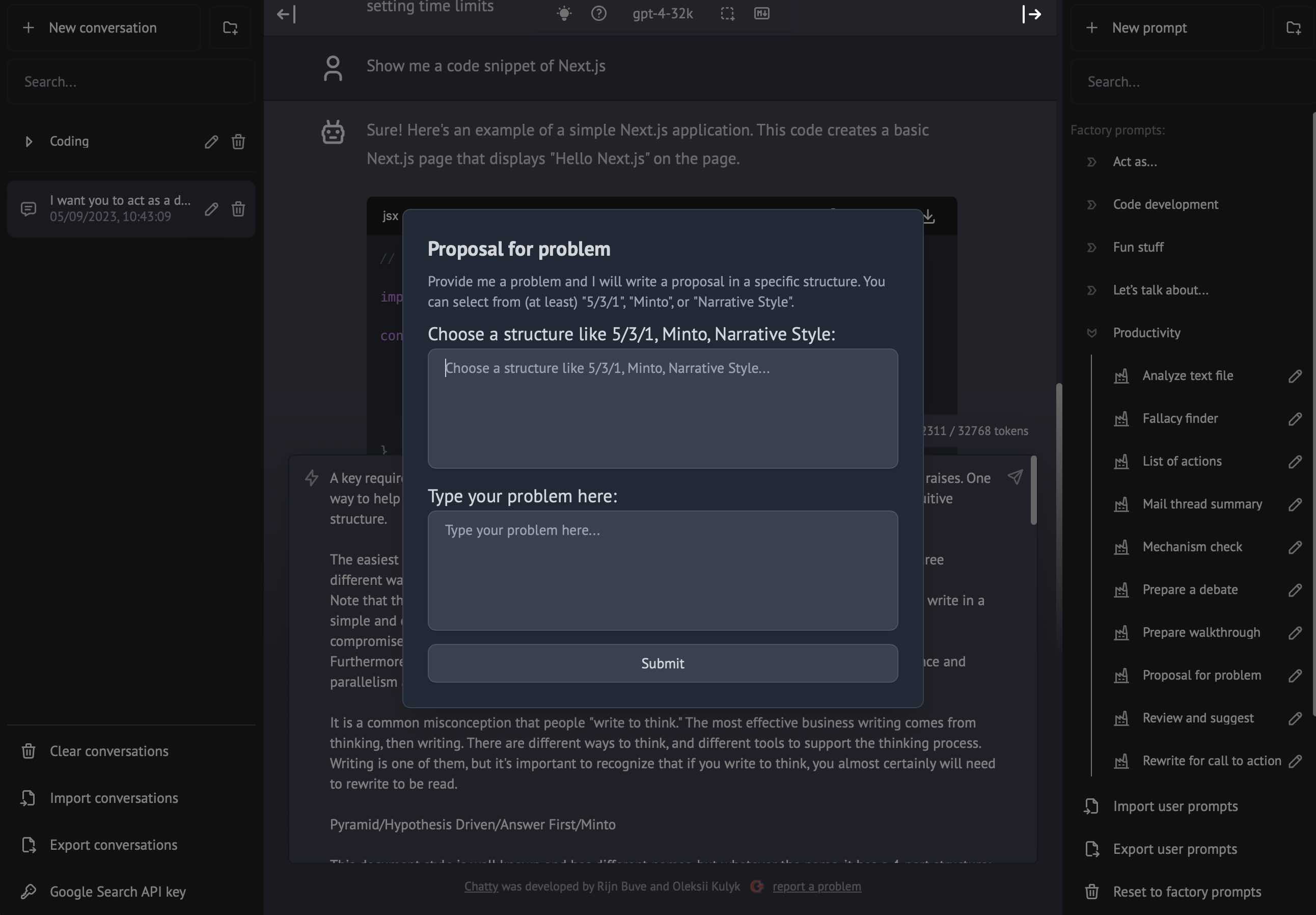 Chatty - prompt dialog