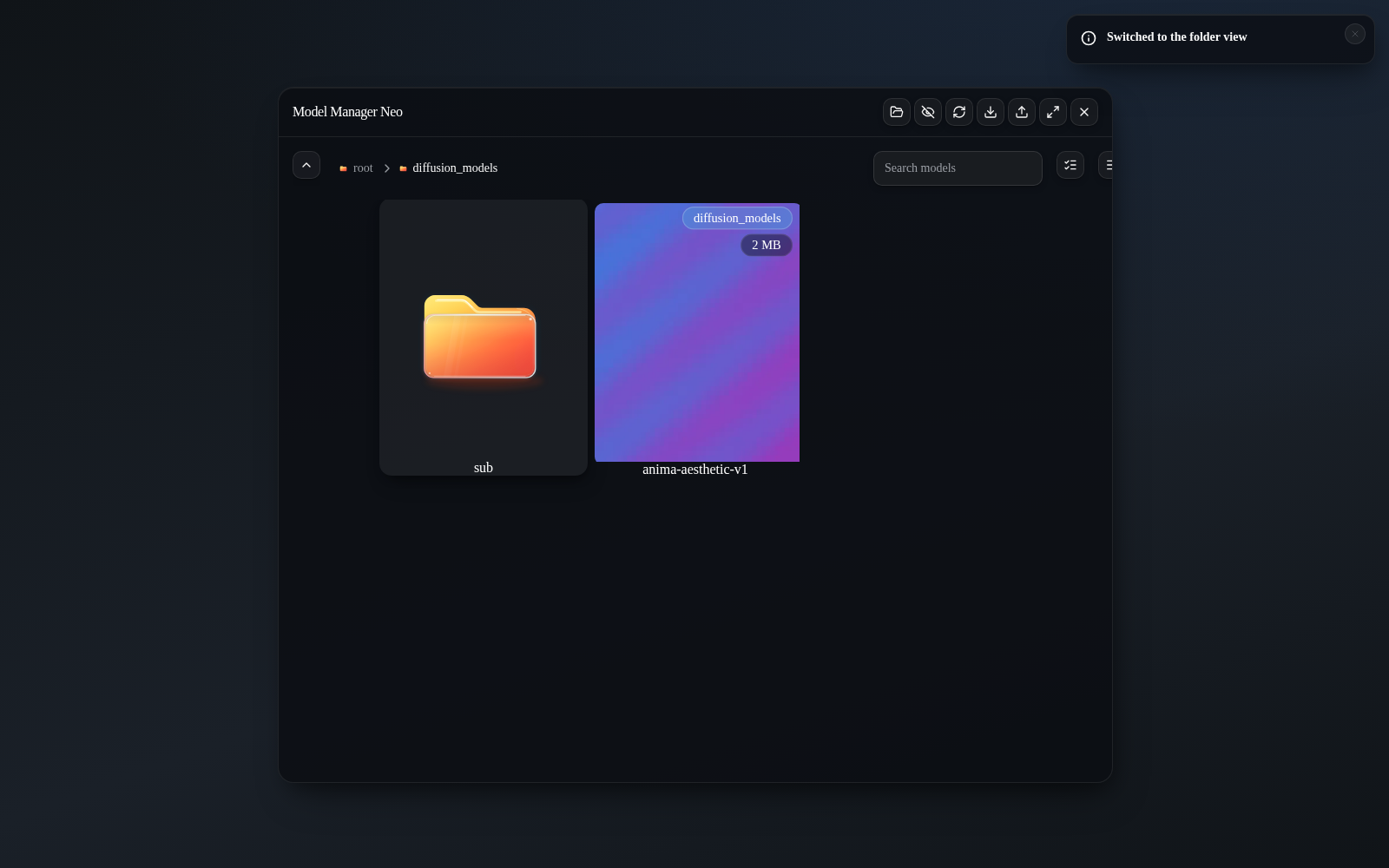 Folder explorer view