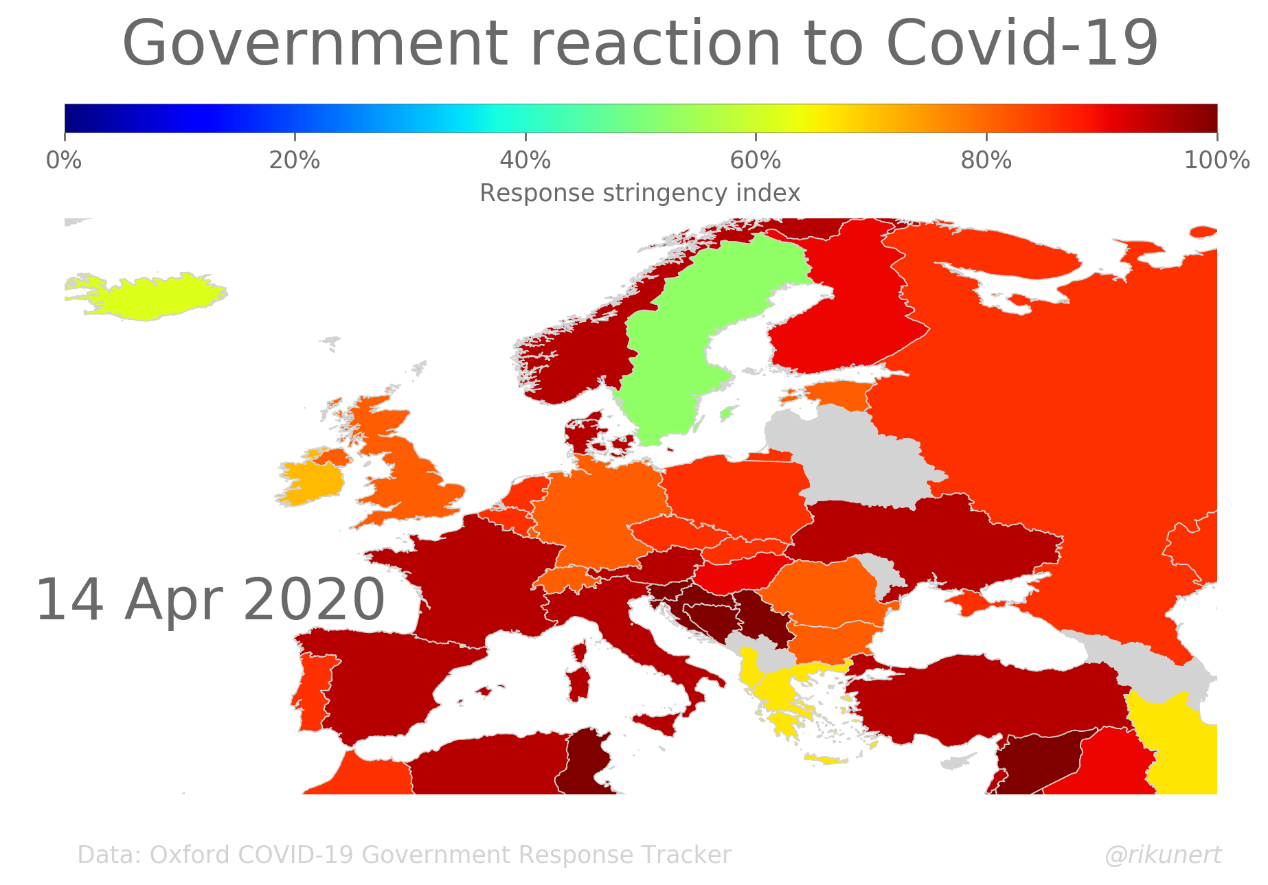 Development of Europe's Stringency Index quantifying the policy response to Covid-19