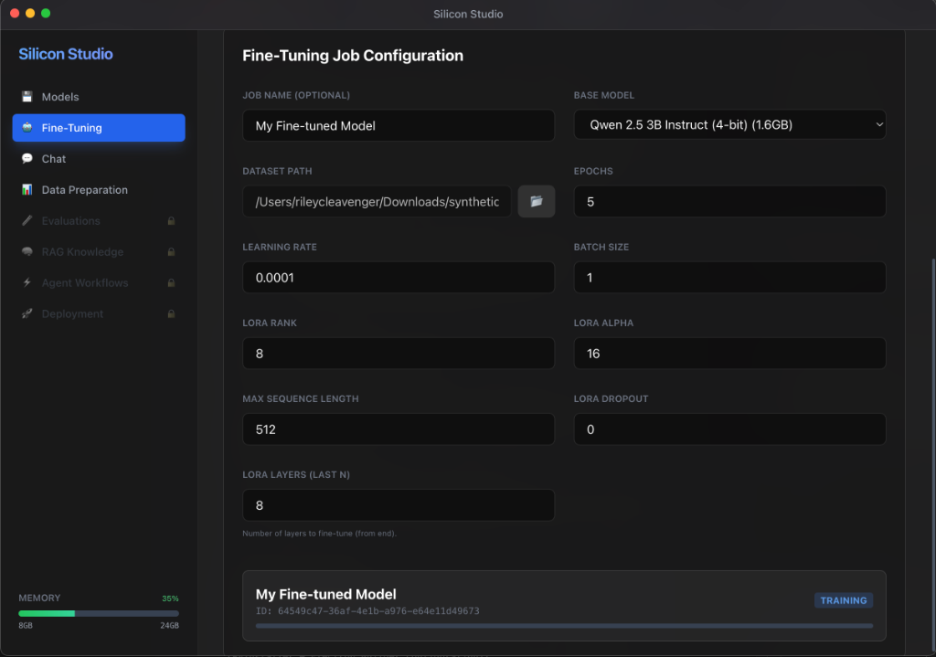 Fine-Tuning Interface